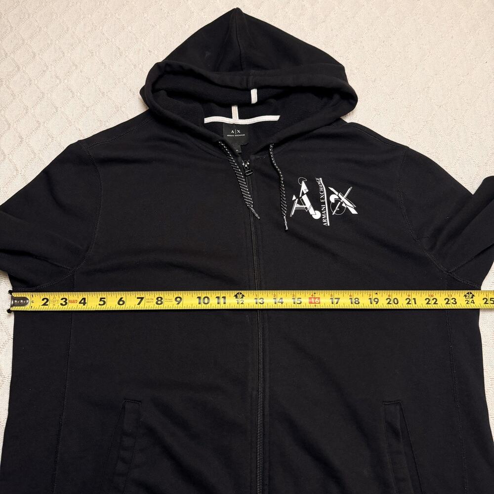 Armani Exchange Hoodie Mens XL Black Spell Out Full Zip Hooded Warm Up - Picture 5 of 6